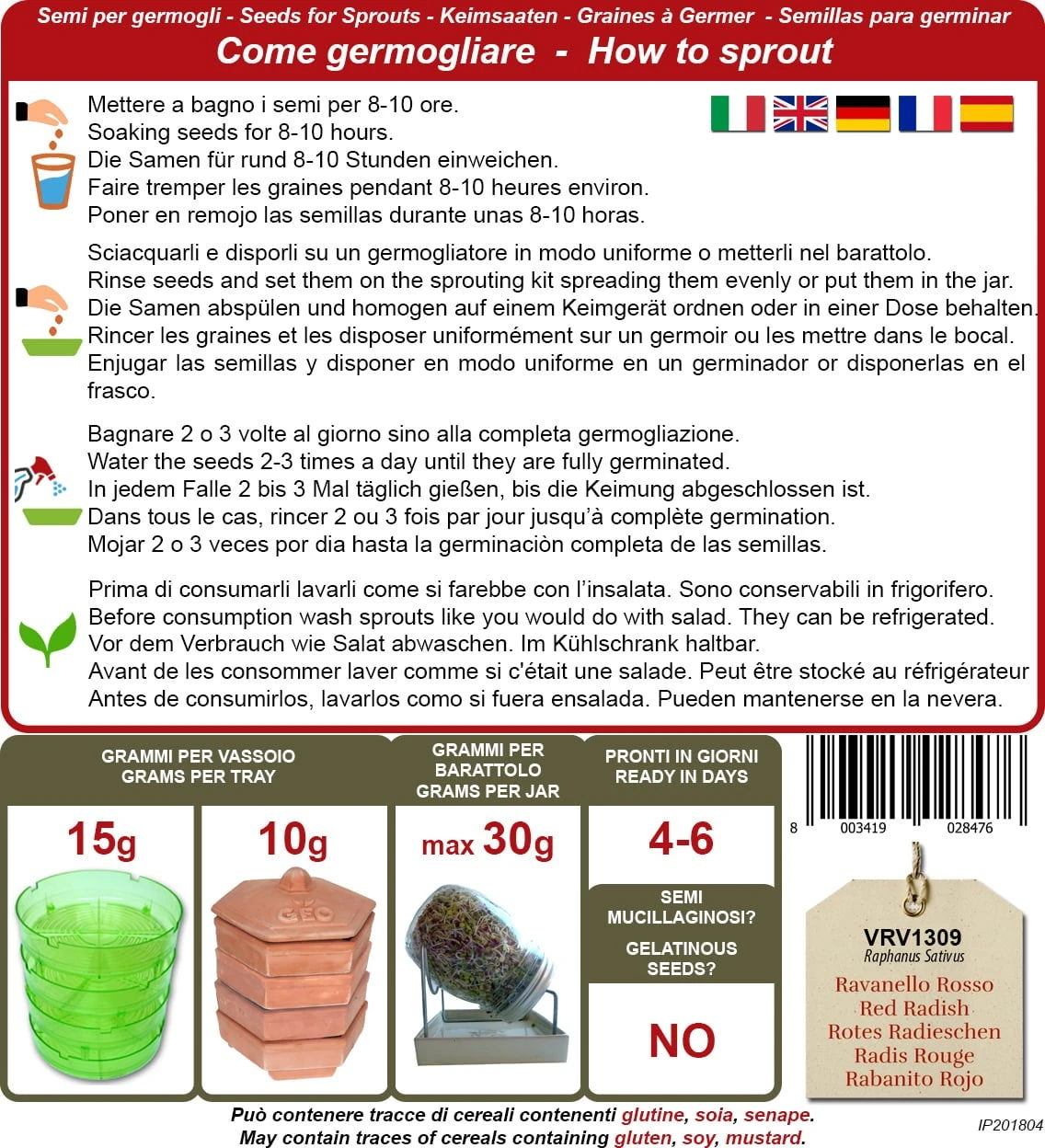 Bio Keimsprossen "Rotes Radieschen", 15 G 3 Bio Keimsprossen "Rotes Radieschen", 15 G