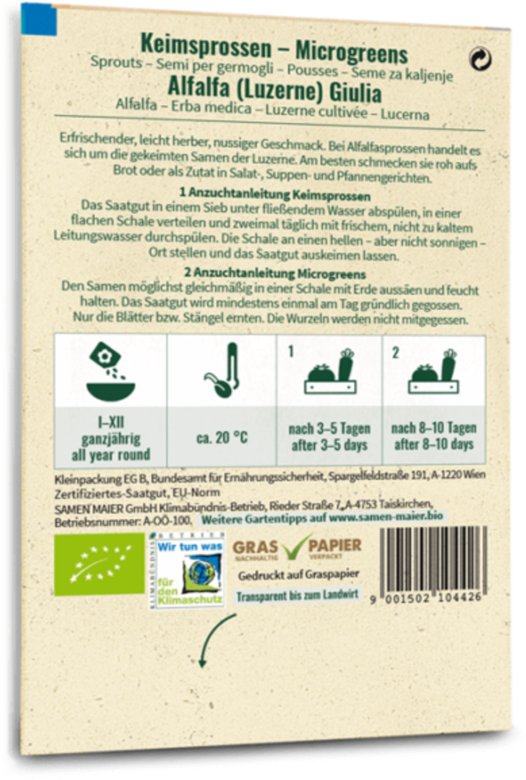 Bio Keimsprossen/Microgreens - Alfalfa Giulia 4 Bio Keimsprossen/Microgreens - Alfalfa Giulia – Bild 2
